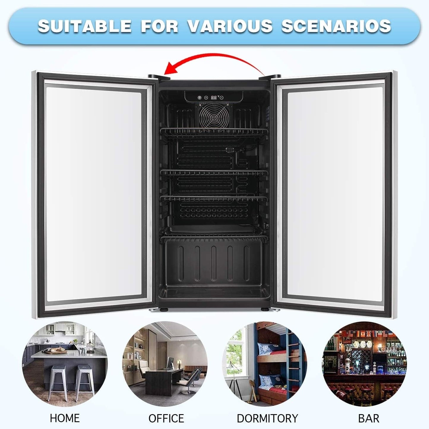 Beverage Refrigerator Cooler - 120 Can Mini Fridge Glass Door