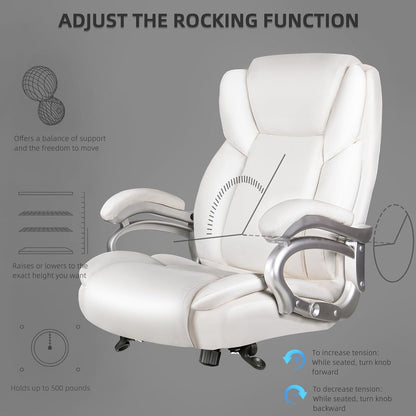 Bossin Big and Tall Executive Office Chair,500LBS Adjustable Lumbar Support Ergonomic Chair with High Back PU Leather Computer