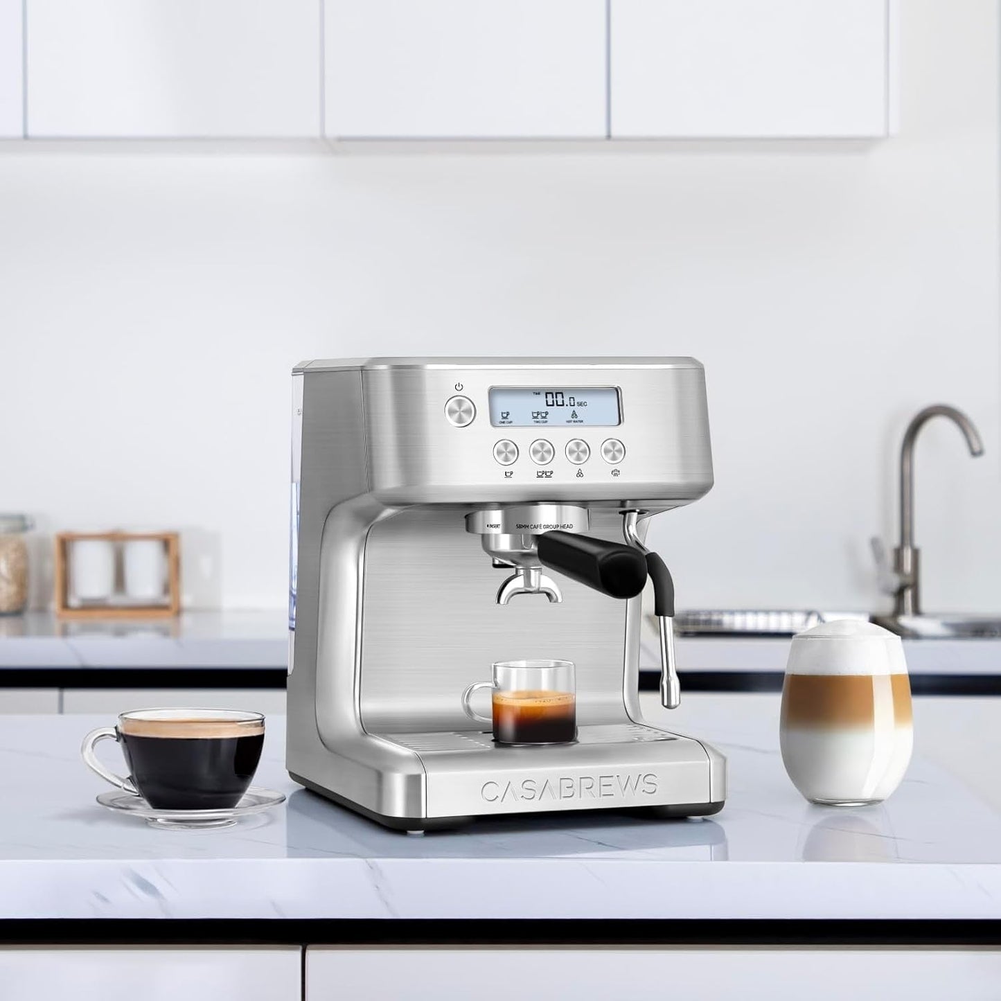 CASABREWS Ultra All in one Espresso Machine with LCD Display,Silver