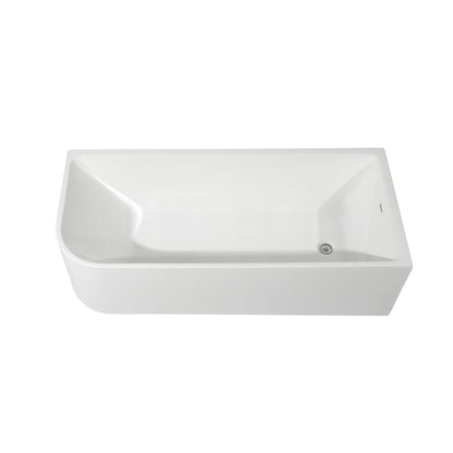 CB HOME 59''/67'' Freestanding Acrylic Soaking Bathtubs, Soaking Tubs Single Side Against The Wall, Left/Right Overflow