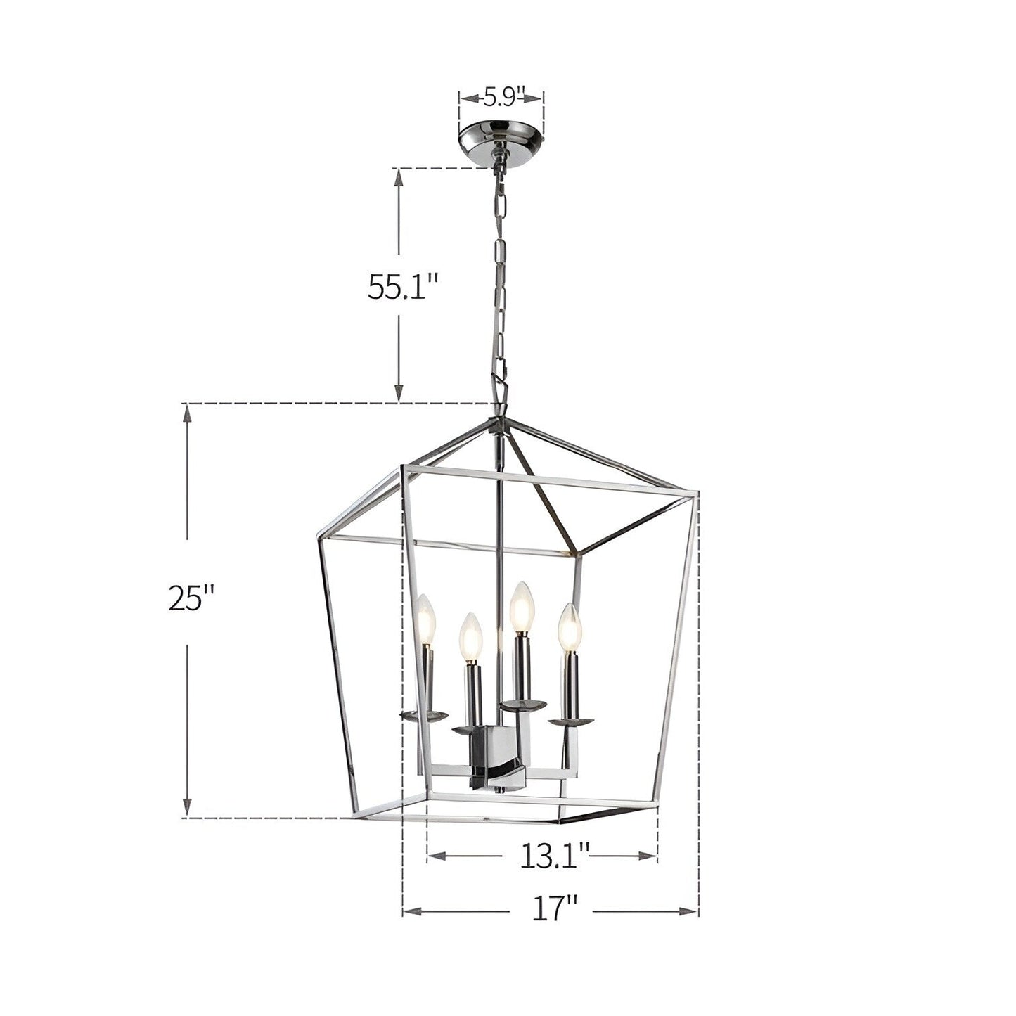 Candle Style Lantern Pendant Stairway or Kitchen Island Open Cage Chandelier - N/A
