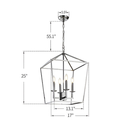 Candle Style Lantern Pendant Stairway or Kitchen Island Open Cage Chandelier - N/A