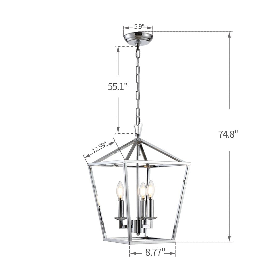Candle Style Lantern Pendant Stairway or Kitchen Island Open Cage Chandelier - N/A