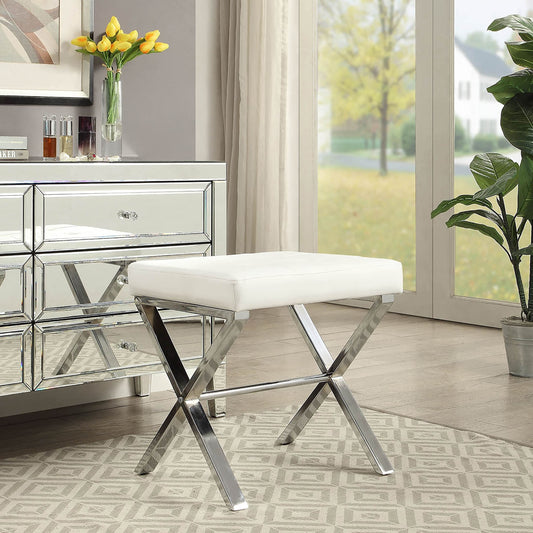 Carolina Living Elisabetta Vanity Bench - White/Chrome