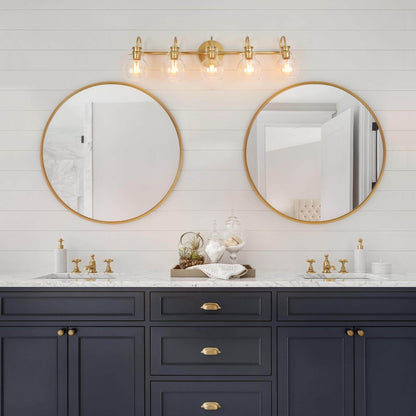 Modern Gold 3-Light Bathroom Vanity Light Orb Glass Wall Sconce