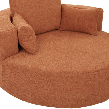 Chenille Accent Barrel Chair Lounge Chair, Round Sofa Chair Armchair with 360-Degree Swivel Base and 3 Removable Pillows