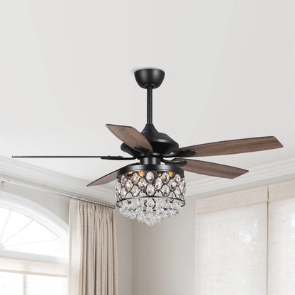 Chrome/ Crystal 4-light Chandelier/ Ceiling Fan with Remote