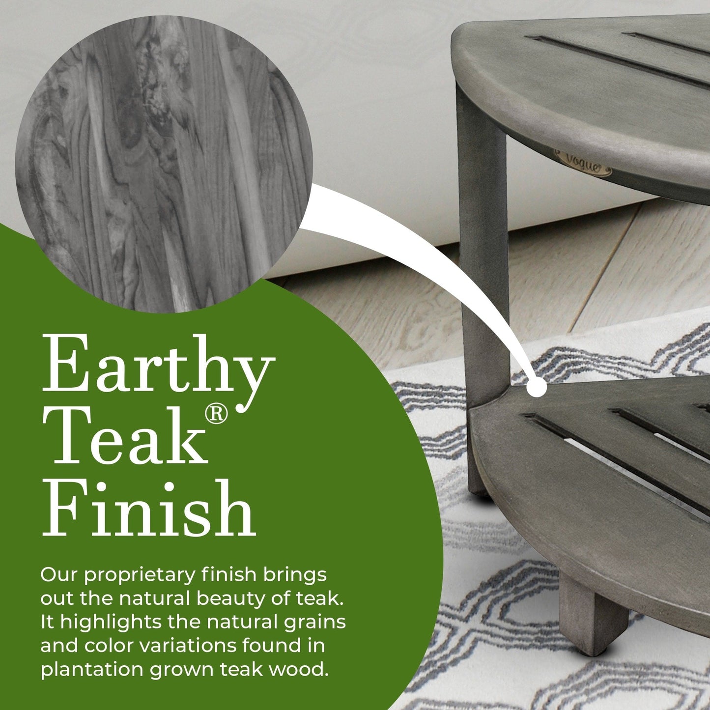 CoastalVogue, Teak Corner Shower Shelf, Shower Stool for Shaving Legs, Shower Foot Stool, Teak Shower Stool, Corner Shower Stool