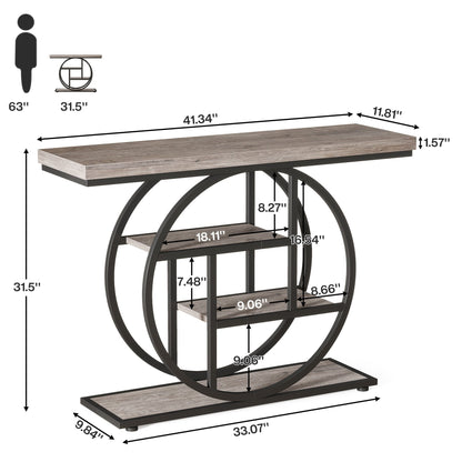 Console Table for Entryway, Industrial 4-Tier Sofa Table Behind Couch