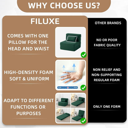 Convertible Folding Sofa Bed - Modern Linen Sleeper Chair with Pillow & Foldable Mattress for Living Room/Dorm/Guest