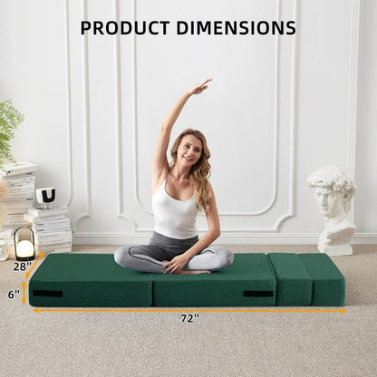 Convertible Folding Sofa Bed - Modern Linen Sleeper Chair with Pillow & Foldable Mattress for Living Room/Dorm/Guest