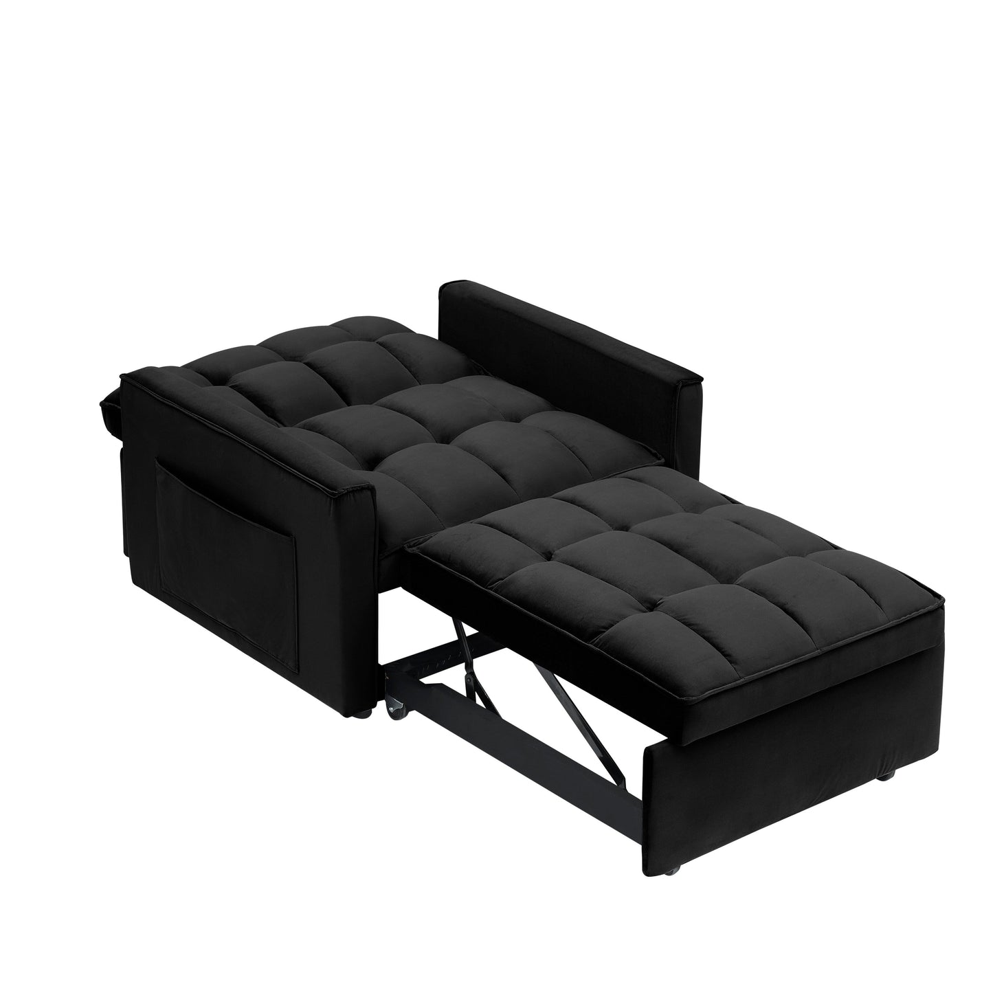 Convertible Sofa Bed with Adjustable Back and Wheel
