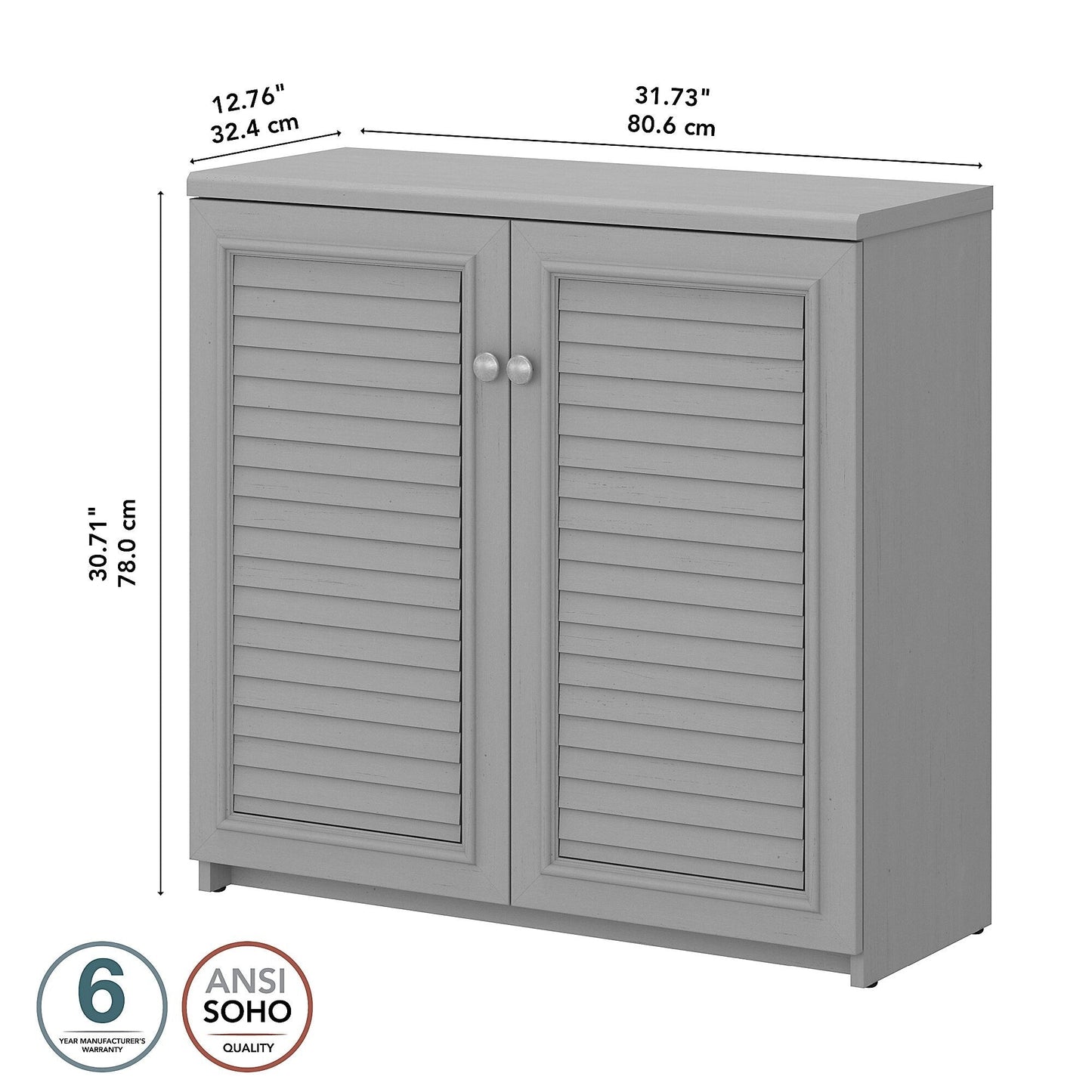 Fairview Storage Cabinet with Doors and Shelves by Bush Furniture - 31.73L x 12.76W x 30.71H