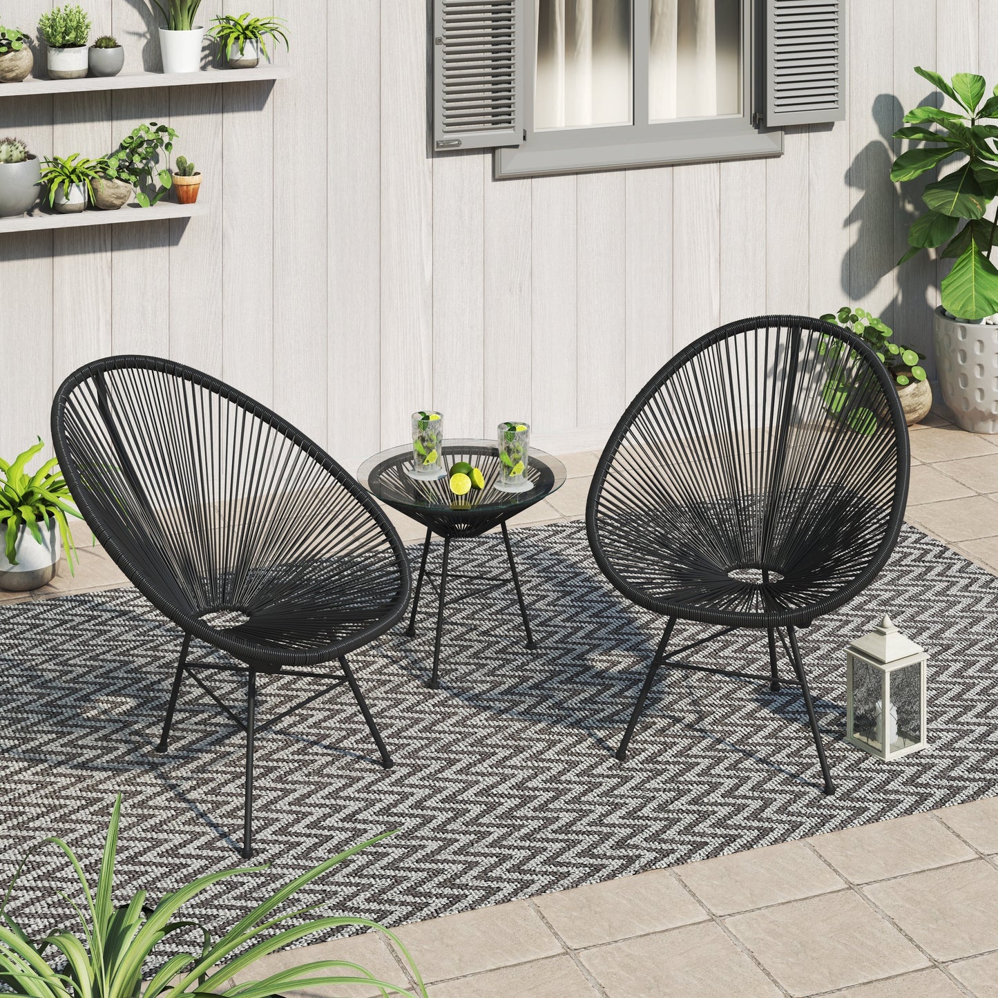 Corvus Sarcelles 3-Piece Modern Wicker Acapulco Bistro Set