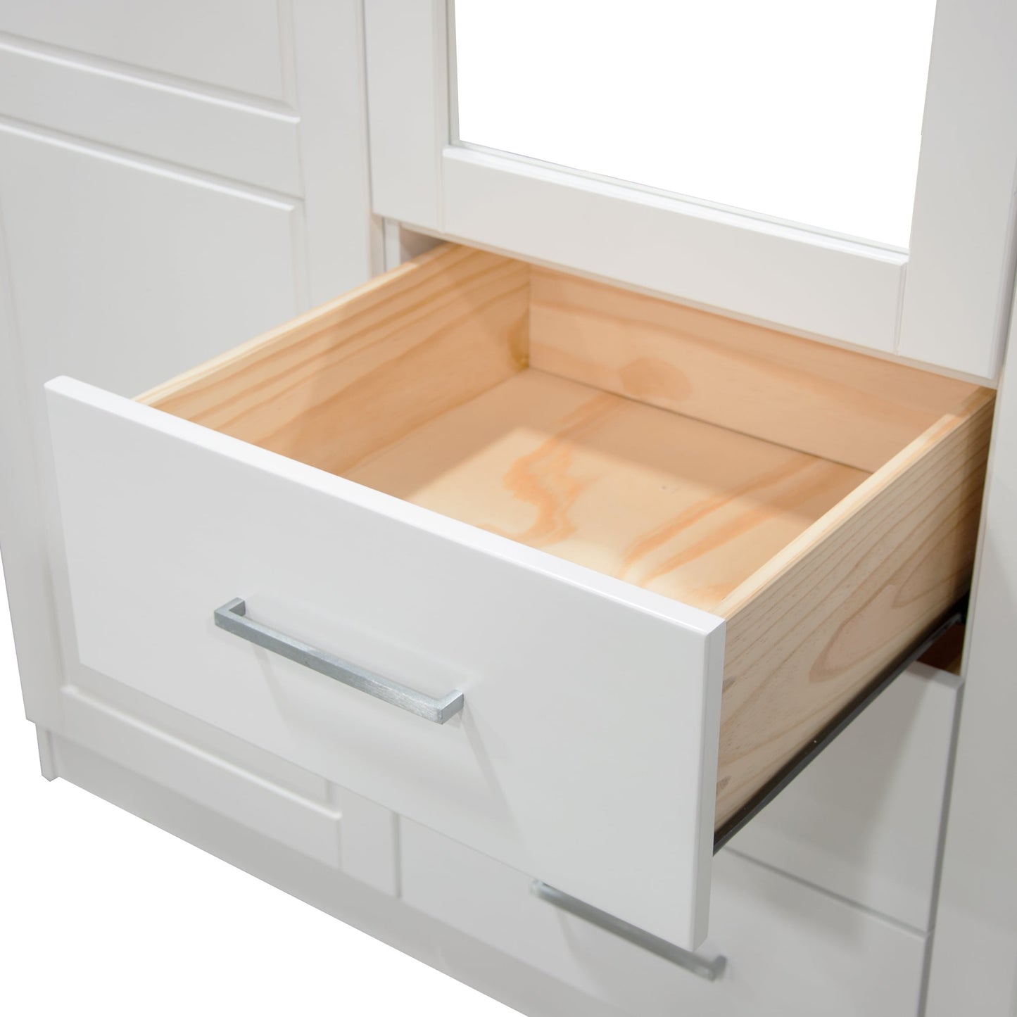 Palace Imports 100% Solid Wood Cosmo 3-Door Wardrobe Armoire with Solid Wood or Mirrored Doors