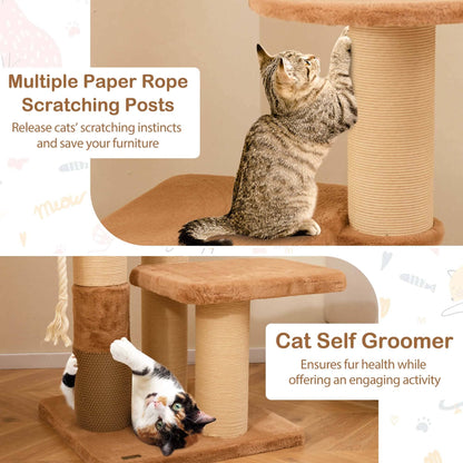 Costway 65 Tall Cat Tree for Indoor with Self-groomer Padded Perch - See Details
