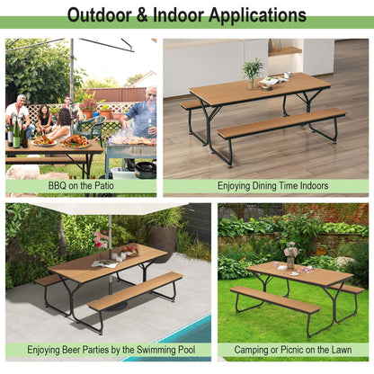 Costway 6FT Picnic Table Bench Set Outdoor HDPE Heavy-Duty Table for - See Details