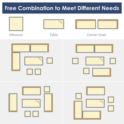 Costway 7 PCS Patio Rattan Dining Set Sectional Sofa Couch Ottoman - See Details