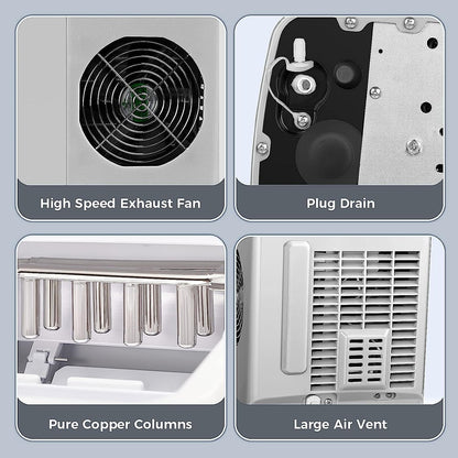 Countertop Ice Maker Machine, Ice Cube Ready in 6-8 Mins with Ice Scoop and Basket