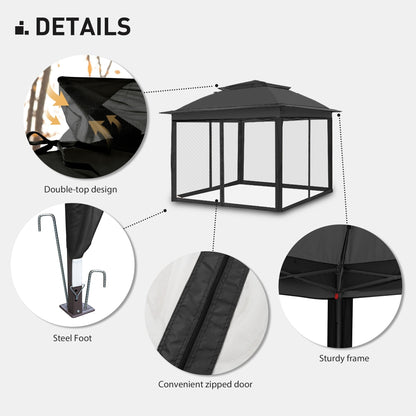 Cozywor 11 ft. x 11 ft. Pop-Up Steel Gazebo with Mosquito Netting