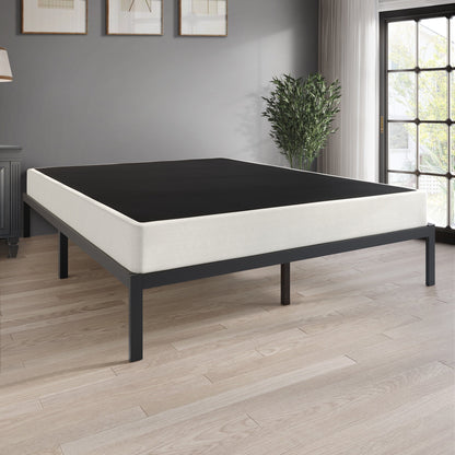 CraftPorch 5-Inch Metal Box Spring with Warm Grey Linen Cover