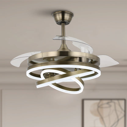 Cusp Barn 42 Retractable Ceiling Fan with Lights and Remote DIY Shape Fandelier Modern Silent DC Motor LED Ceiling Light