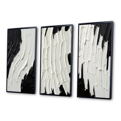 Designart Momentary Spirit Black And White Abstract II Abstract Painting Frame Gallery Wall Set Of 3 For Home Decor