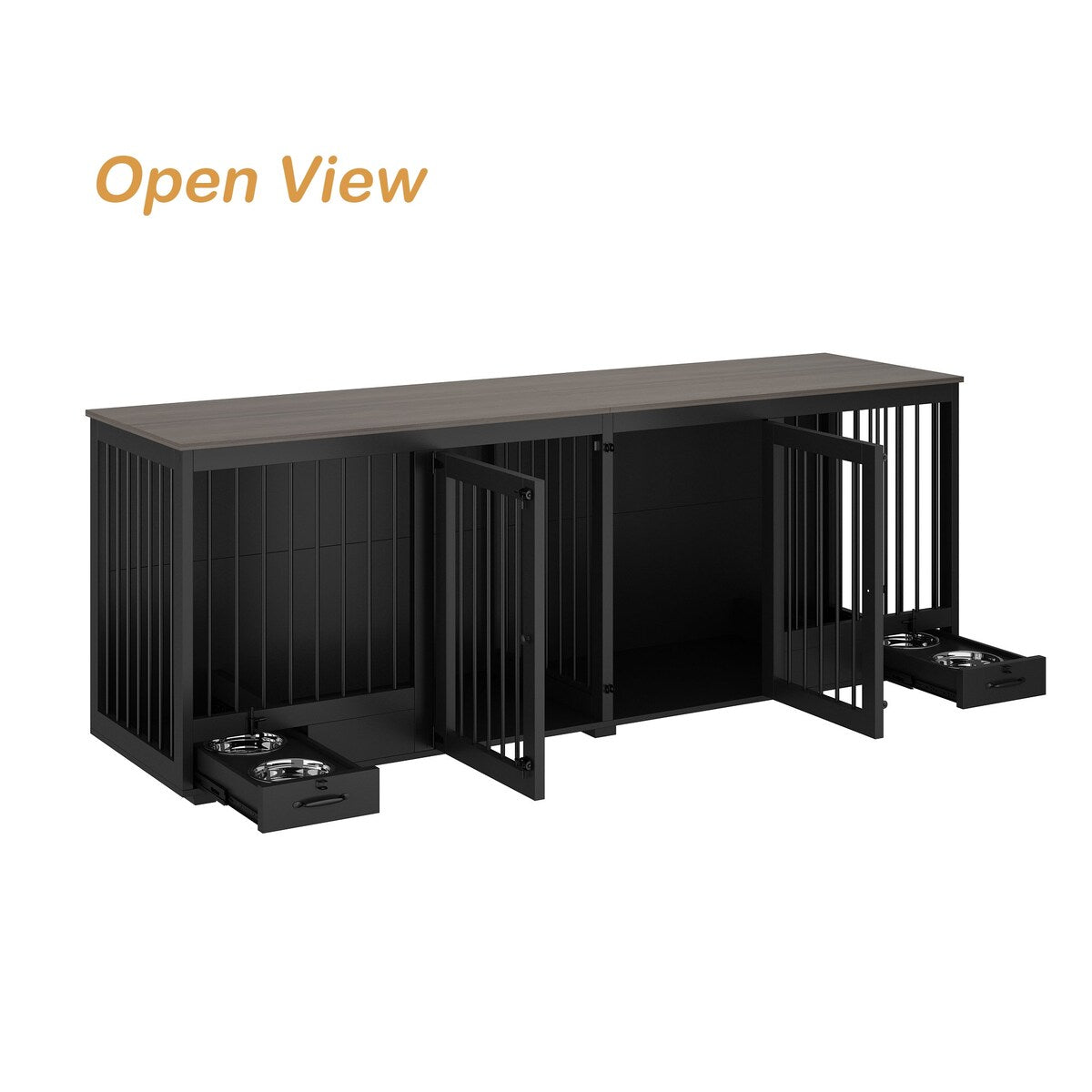 Dog Crate Furniture -Wooden Dog Kennel with Room Divider and 2 Drawers
