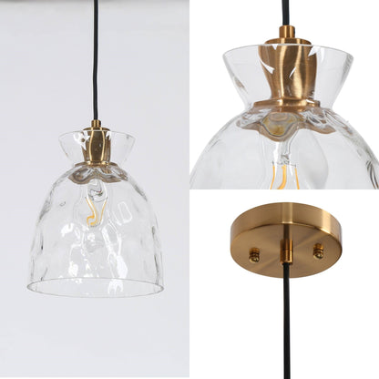 Elisie Mid-century Modern Pendant Light 1-Light Waterfall Glass Hammered Dome Kitchen Island Lighting Dining Room