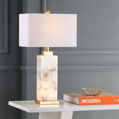 Eloise 27.5 Alabaster LED Table Lamp, White/Gold Leaf by JONATHAN Y