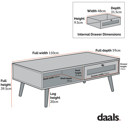 Frances Woven Rattan Wooden Coffee Table in White