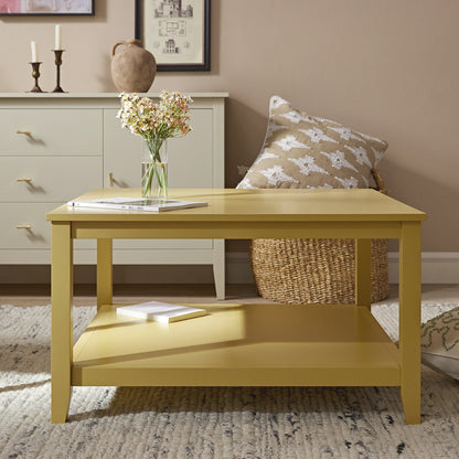 Oakham 80cm Square Coffee Table, Rattan Yellow