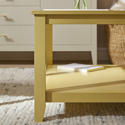 Oakham 80cm Square Coffee Table, Rattan Yellow