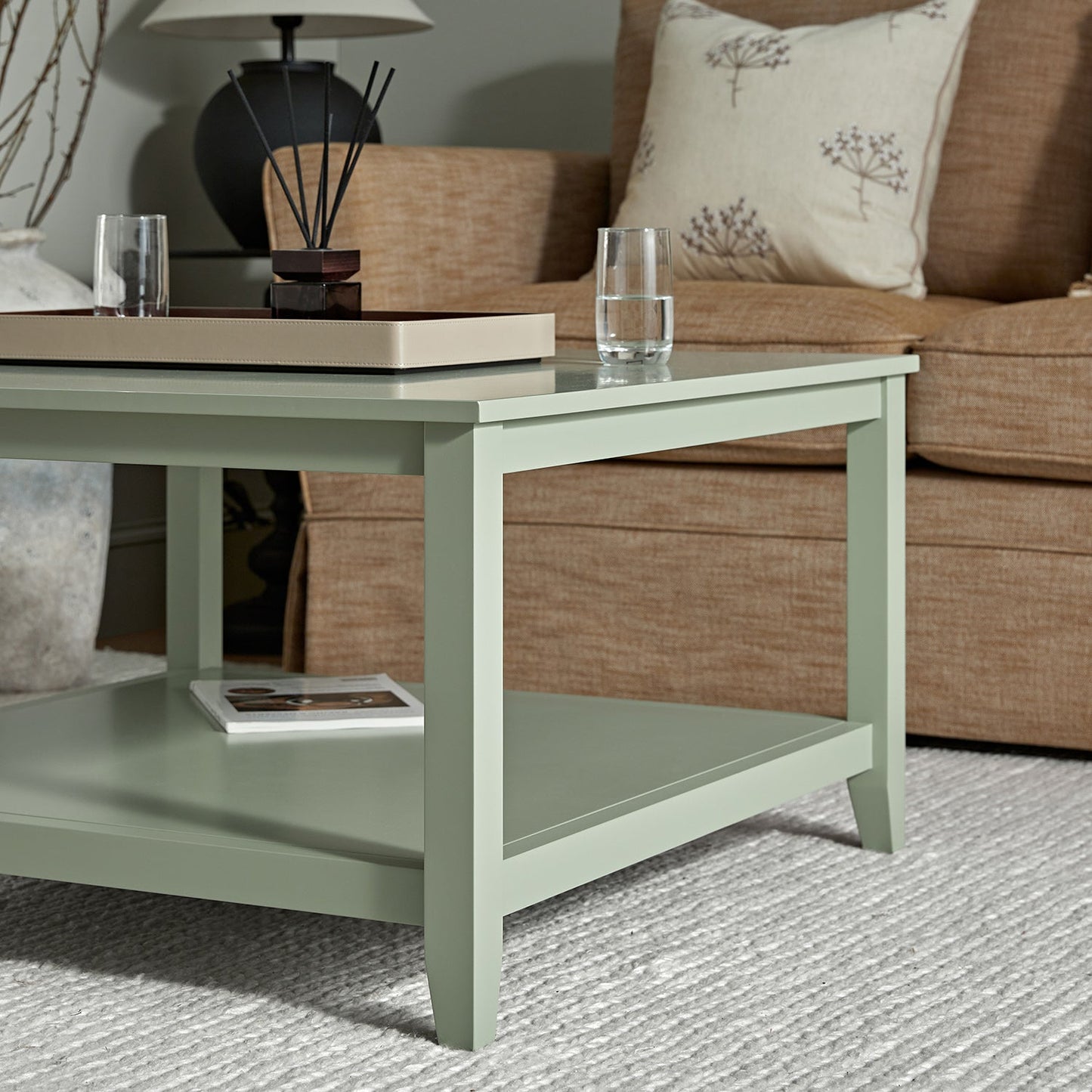Oakham 80cm Square Coffee Table, Desert Sage