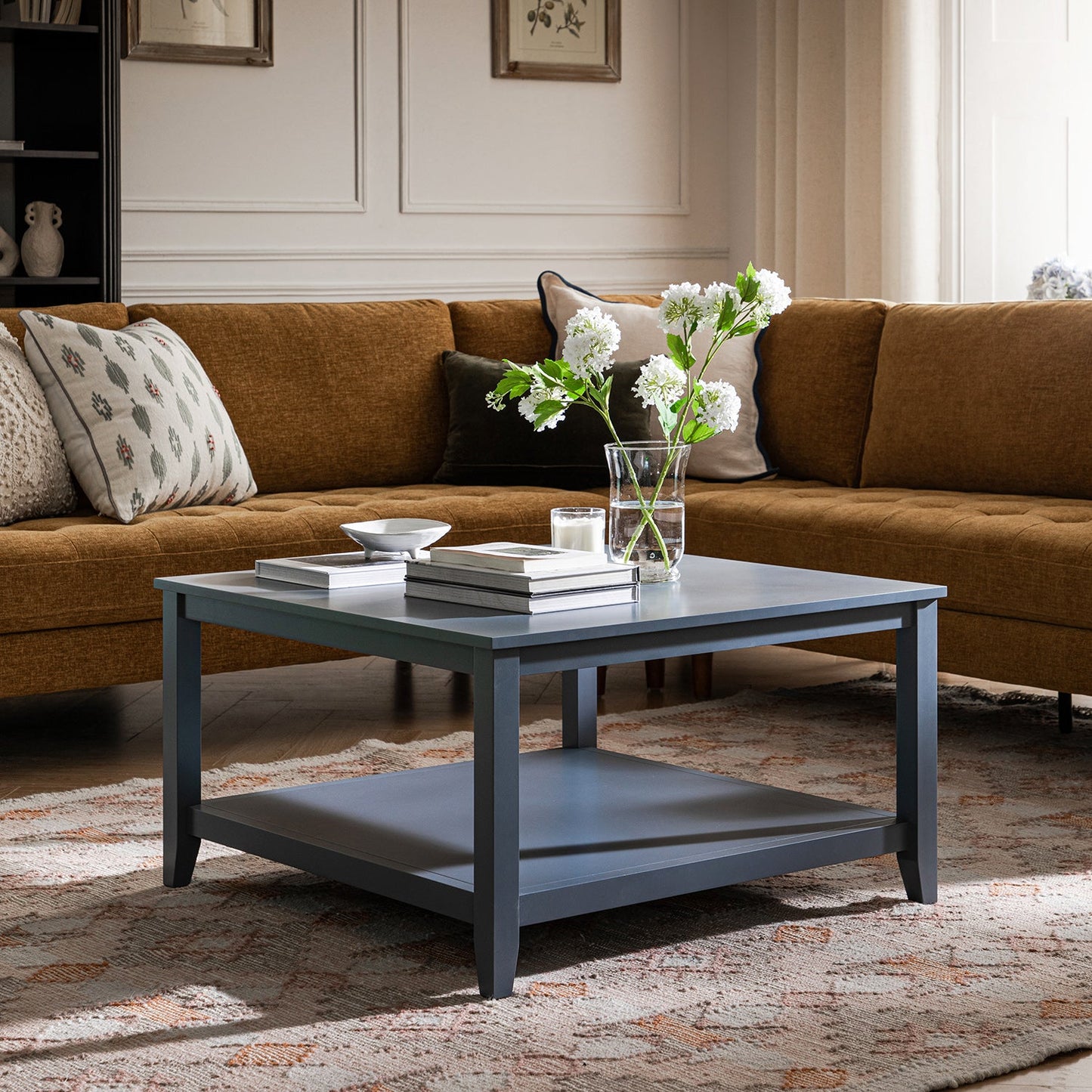 Oakham 80cm Square Coffee Table, Stormy Blue