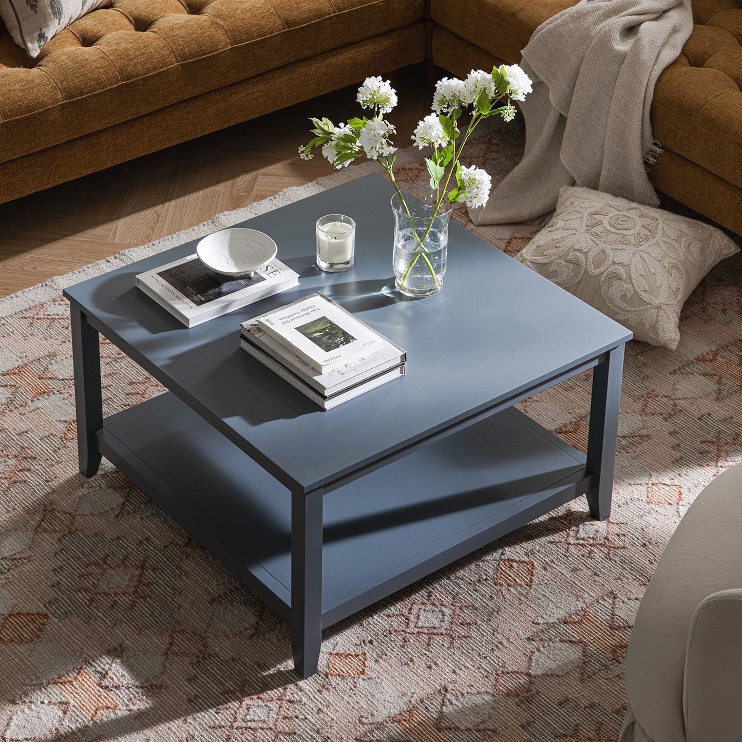 Oakham 80cm Square Coffee Table, Stormy Blue