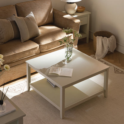 Oakham 80cm Square Coffee Table, Shaded White