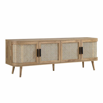 Izzy Curved Rattan 160cm Wide TV Unit, Natural