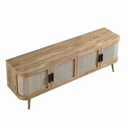 Izzy Curved Rattan 160cm Wide TV Unit, Natural