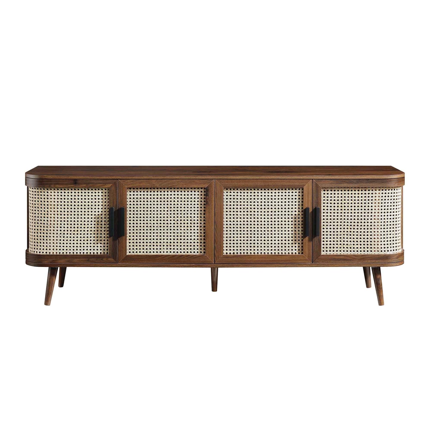 Izzy Curved Rattan 160cm Wide TV Unit, Walnut