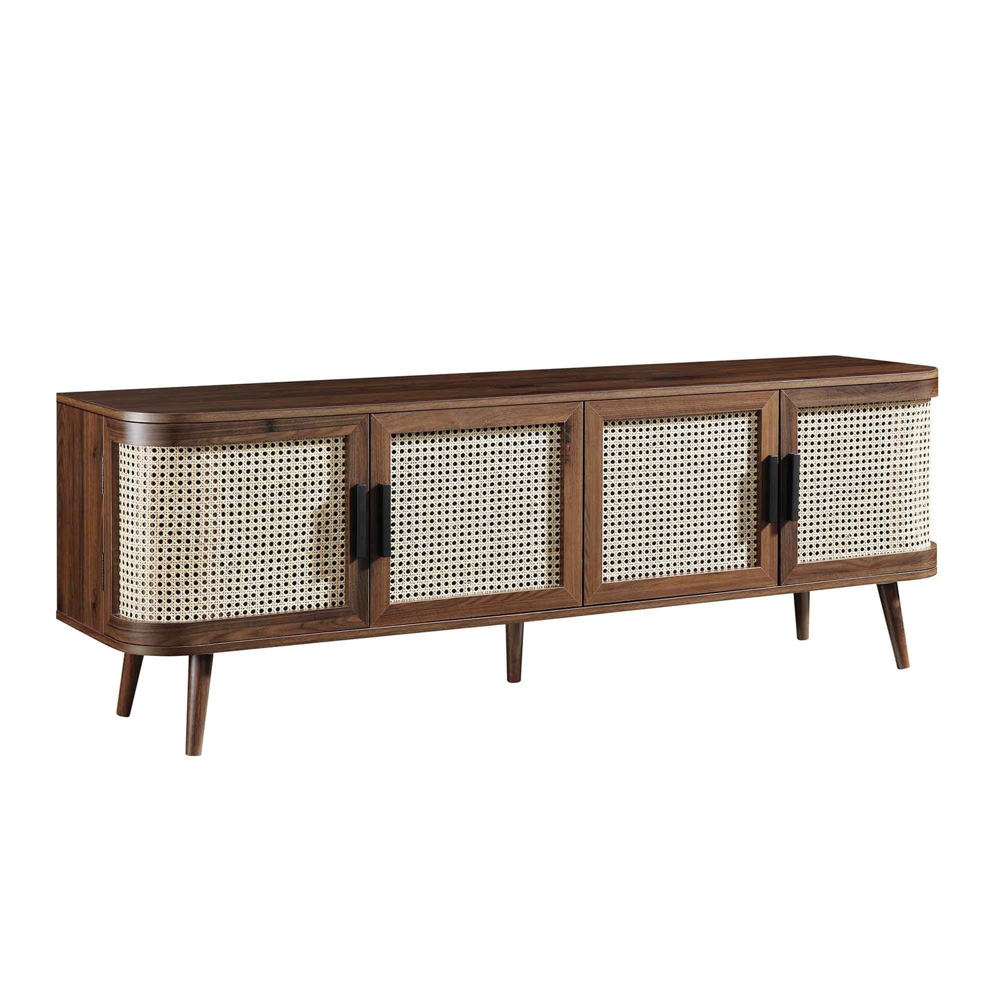 Izzy Curved Rattan 160cm Wide TV Unit, Walnut