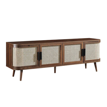 Izzy Curved Rattan 160cm Wide TV Unit, Walnut