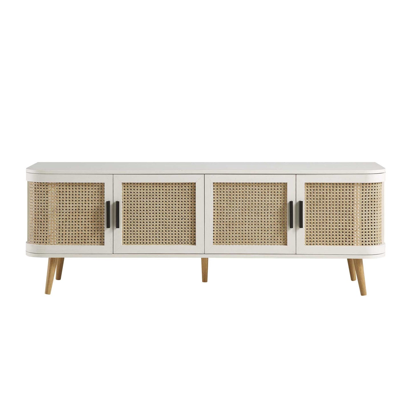 Izzy Curved Rattan 160cm Wide TV Unit, White