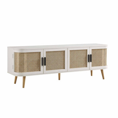Izzy Curved Rattan 160cm Wide TV Unit, White