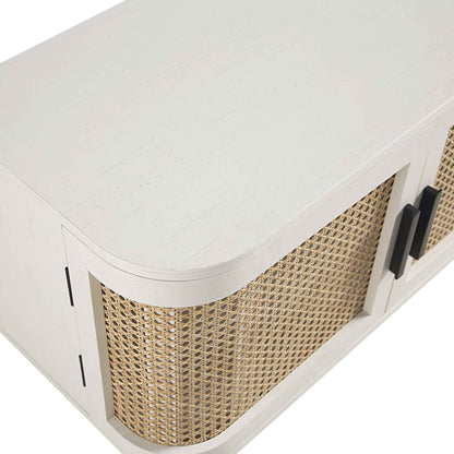 Izzy Curved Rattan 160cm Wide TV Unit, White