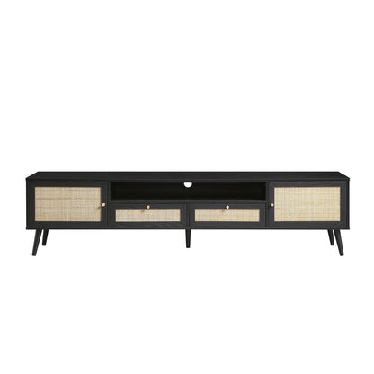 Frances Woven Rattan 200cm Wide TV Unit, Black