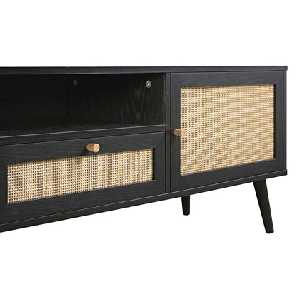 Frances Woven Rattan 200cm Wide TV Unit, Black