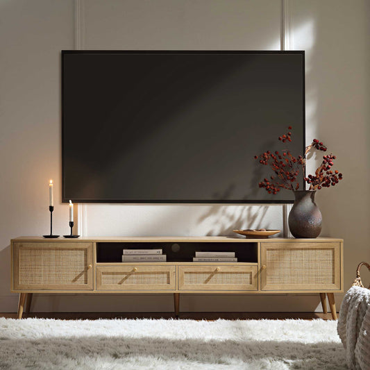 Frances Woven Rattan 200cm Wide TV Unit, Natural