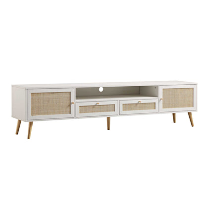 Frances Woven Rattan 200cm Wide TV Unit, White
