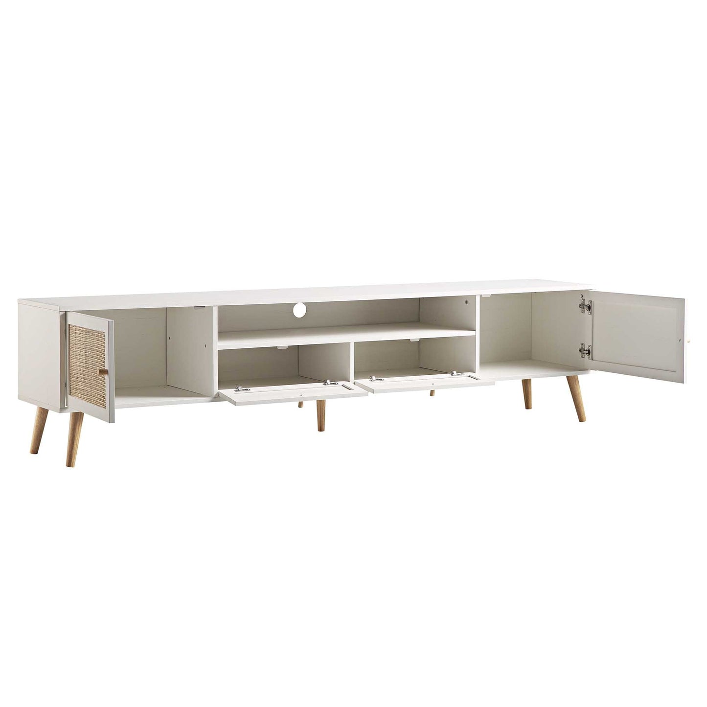Frances Woven Rattan 200cm Wide TV Unit, White
